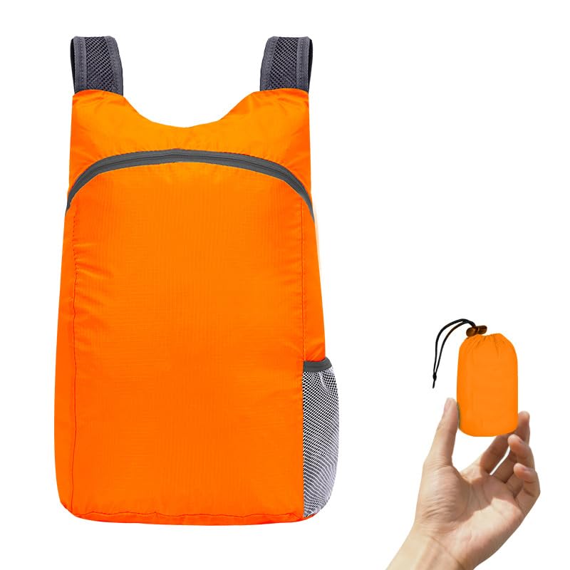 20L Lightweight Foldable Ultralight & Thin Hiking Backpack for Outdoor Travel Camping Cycling - color: Orange