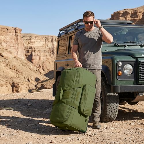 Military Wheeled Deployment Bag Large Tactical Heavy Duty Duffel Bag 124L - color: Green