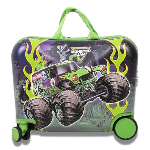 Monster Jam Suitcase Grave Digger 18" Kids Ride On Luggage with Wheels