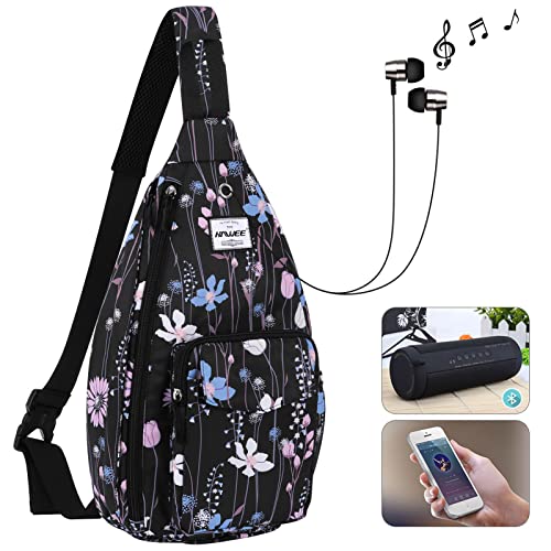 Backpack Sling for Women Anti-Water Crossbody Bag Inclined Adjustable Pack - color: Dreamy Flower