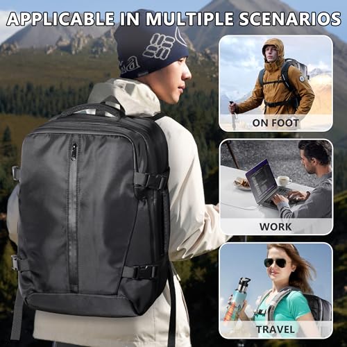 Vacuum Backpack Travel with Pump, 60L Exapandable Air Compression Vacuum System, Available Boarding, Carry on Luggage, Water Resistant, TSA Lock and Strong Sealing Airbag for Travel, Black - color: 60l-black