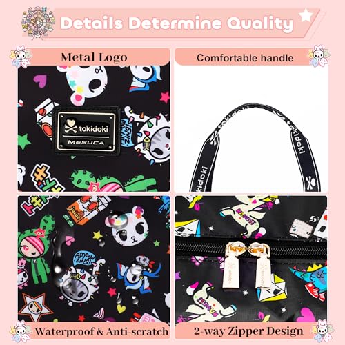 tokidoki Travel Duffle Bag, Weekender with Shoe Compartment Toiletry Bag | many compartments: laptop sleeve, wet-dry pocket, trolley sleeve. Includes toiletry bag. Carry-on. - color: black, size: 40L