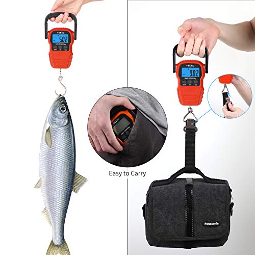 HEETA Fish Scale Digital Fishing Luggage Weight Scale with Measuring Tape - color: Orange