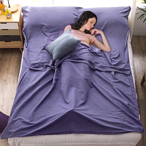 Sleeping Bag Liner All-Season Travel Sleep Sack for Adults - color: Purple, size: 83x46"