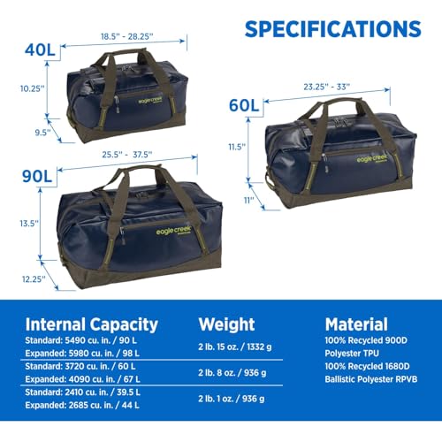 Eagle Creek Migrate 60L Duffel Bag, Rush Blue - color: Rush Blue