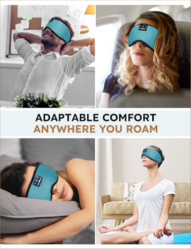 MUSICOZY Sleep Headphones Bluetooth 5.4 Sleep Eye Mask with HD Speakers - color: Light Blue