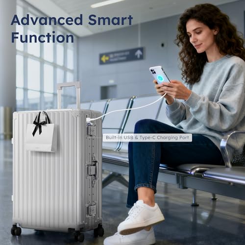 ALPHA CAMP 20 Inch Carry On Luggage with Aluminum Frame Zipperless Suitcase - color: Silver, size: 20 Inch