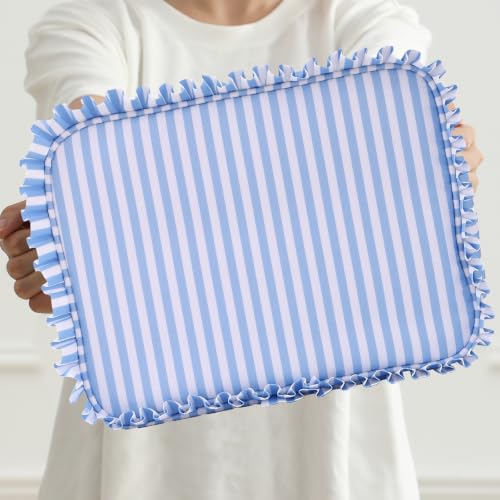 Ruffled Makeup Bag, Blue Stripe A - color: Blue Stripe A