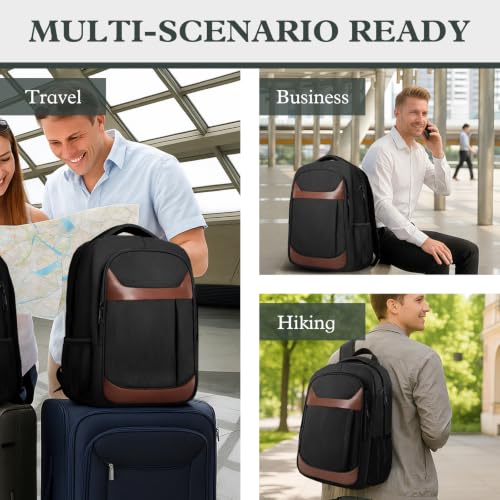 17" Travel Laptop Backpack, Airline Approved Bag, Black Brown - color: Black Brown, size: 17.3 Inch(40L)