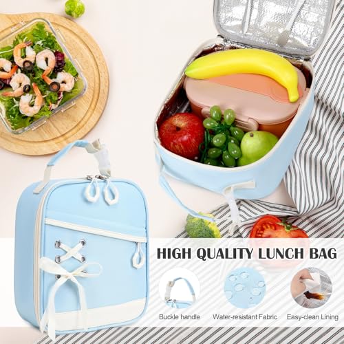 DIGOBAY Backpacks for Girls 3PCS School Backpack Lunch Box Pencil Pouch - color: Bluebeige