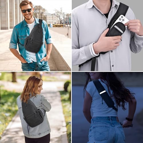DEYACE Mens Sling Bag, Water-Resistant Large Shoulder Bag Small Single Strap Backpack Cross body Bag for Men