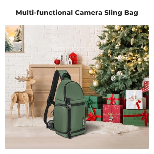 K&F CONCEPT Camera Sling Bag, Compact Crossbody Backpack, 10L - color: Green, size: Medium