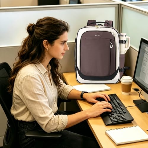 KROSER Laptop Backpack Computer Backpack 17 Inch Men-Beige/Coffee/Black - color: Beige/Coffee/Black