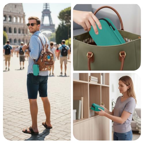 Double Eyeglasses Case, Hard Shell Glasses Case for Men Women - color: Teal