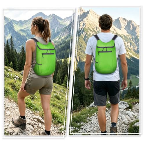 Lightweight Foldable Backpack,Travel Hiking Daypack Packable Bag - color: Green
