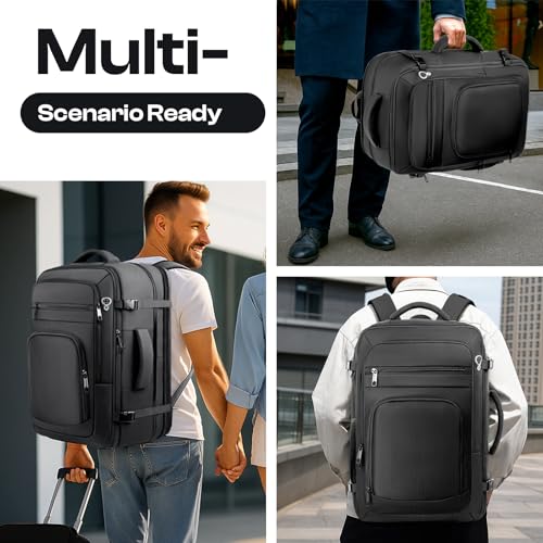 Roomy Travel Backpack,Expandable 40L-50L Carry On Backpack For 17.3" Laptop - color: Black, size: 17.3Inch