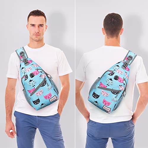 ZOMAKE Sling Bag,Small Crossbody Sling Backpack Shoulder Daypack for Travel - color: Cat Head, size: 8L