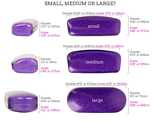 SPUNKYsoul Eye Glasses Case Girl Sparkle Smooth Glitter Hard Shell Eyeglass for Women - color: Red, size: Large