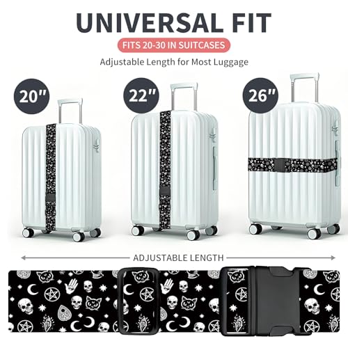 Luggage Strap for Suitcases Adjustable Travel Belt with Quick Release Buckle, Cute Travel Accessories for Suitcase Strap Gothic Style Pattern - color: Gothic Style Pattern