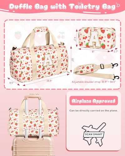 Elilier Birthday Gift for Girls, Cute Travel Duffle Bag for Kids, Letter S - color: Beige, style: S
