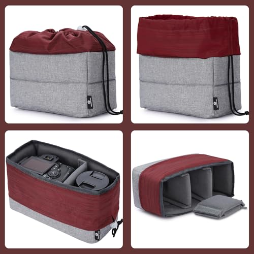 Koolertron Waterproof Shockproof Camera Bag Insert with Adjustable Dividers - color: Vermilion Red