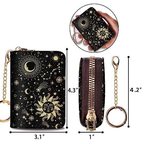 Yonlevres Credit Card Holder RFID Small Wallet Women Keychain Zipper - color: Astrological
