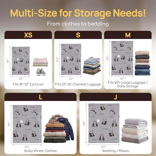 Vacuum Storage Bags with Cordless Pump for Travel & Clothing