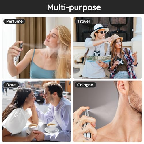 Segbeauty 0.34oz Empty Travel Cologne Sprayer, 2pcs 10ml Small Perfume Spray Bottle Refillable, Gray Travel Perfume Atomizer Glass Bottles Set with Refill Kit, Mini Fragrance Atomizer Portable - color: Gray