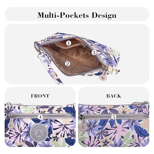Small Wristlet Wallets for Women Nylon RFID Cross body bag - color: Leafy Gray