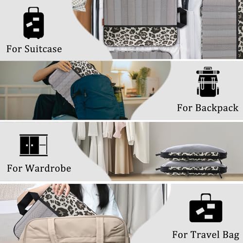 U+U 10 Set Compression Packing Cubes, Travel Organizers (Leopard) - color: Leopard-02, size: 10 Set