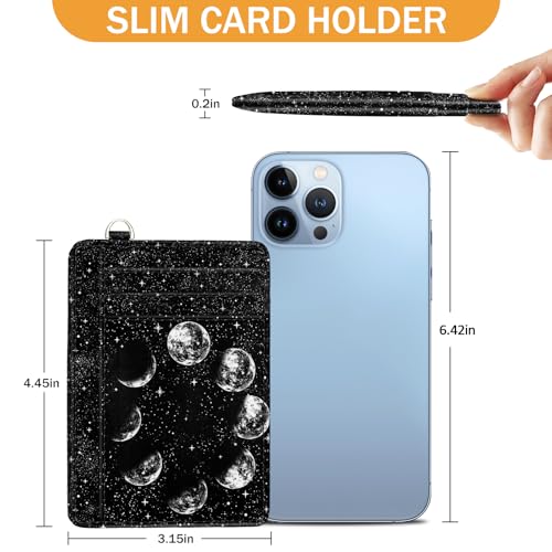 Yonlevres Moon Lunar Credit Card Holder Slim RFID Wallet Women Small Travel - color: Moon