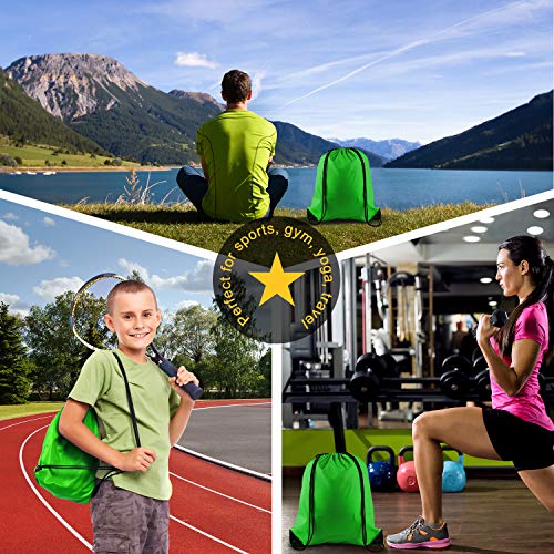 KUUQA 2Pcs Green Drawstring Backpack Bags | Cinch Sack, Bulk String Backpack, Storage Bag - color: Green