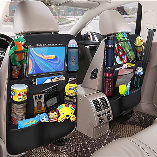 Black Oxford Fabric Car Backseat Storage Caddy, 25 x 19 Inches, 9 Compartments, 11 Inch iPad Holder - size: 17.7“x25.5"