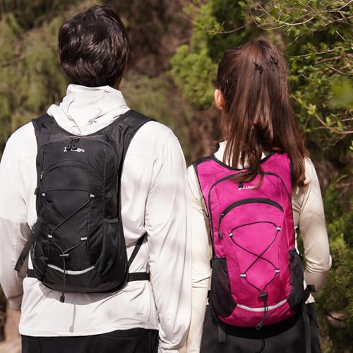 15L Small Hiking Backpack Lightweight Hydration Backpack for Men Women, Warterproof Hiking Daypack for Travel Cycling - color: Rose