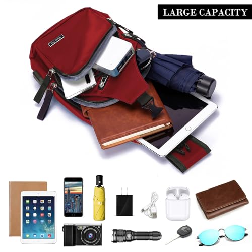 Seoky Rop Men Women Sling Backpack Shoulder Chest Crossbody Bag - color: Red