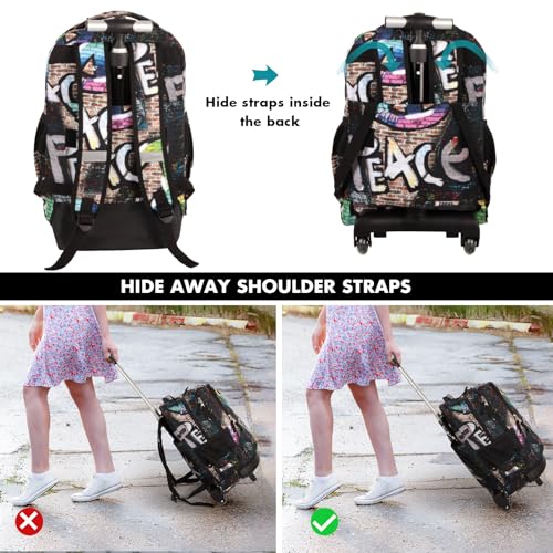 Tilami Rolling Backpack for Boys and Girls,Peace - color: Peace