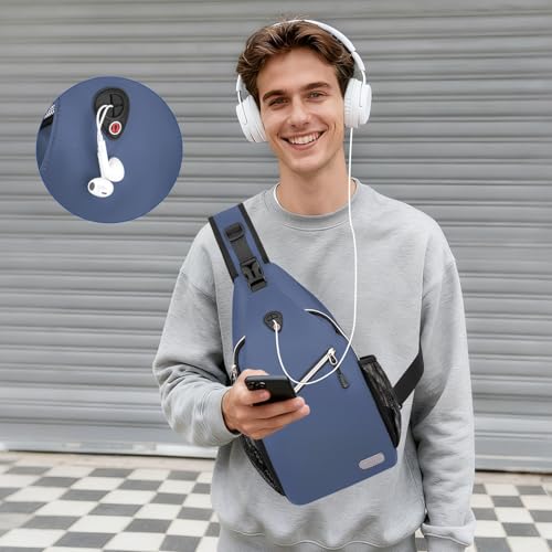 MOSISO Small Sling Bag for Men, Crossbody Shoulder Chest Daypack Bag - color: Haze Blue