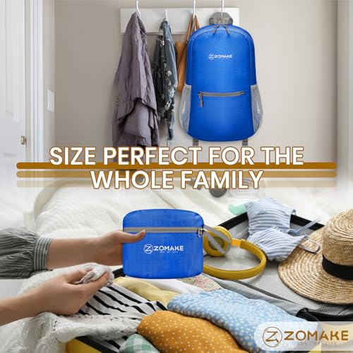 ZOMAKE Lightweight Packable Backpack, Foldable Small Travel Day Pack - color: B-dark Blue 1