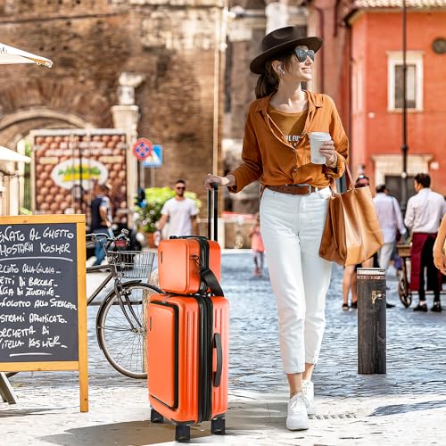 TRAVELARIM 20 Inch Carry On Luggage 22x14x9 Airline Approved Suitcase - color: Orange, size: Carry-on 20 Inch