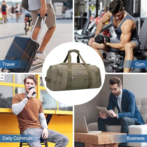 WITZMAN 캔버스 더플 백 남성용 3 in 1 컨버터블 백팩 40L 여행용, 아미 그린., 빈티지 - color: 아미 그린., size: 45L Upgrade