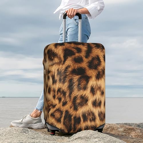 Leopard Print Luggage Cover Elastic Washable Suitcase Sleeve Anti-Scratch Stain Resistant, Cheetah Stretchable Baggage Protector Fit (S 18-21 Inch Luggage) - size: Small, style: Leopard