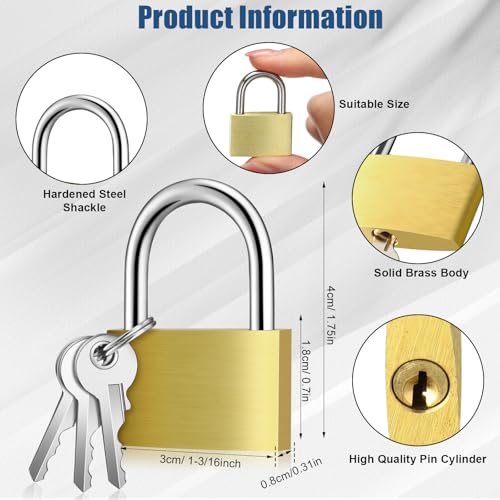 Yaocom Solid Brass Keyed Alike Padlocks with Keys, 30 mm, 32 Pcs - size: 30 mm