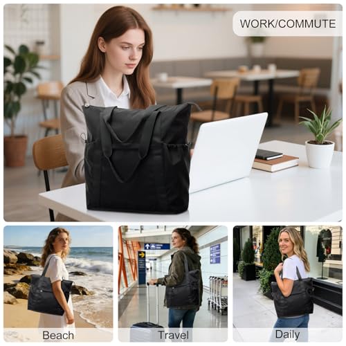 Tote Bag for Women, Lightweight Travel Tote Backpack Bags, Nylon Carry On Bag, Shoulder Bag for Work, Travel, Daily Use,Beach