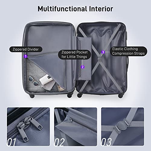 Merax Luggage Set 13 Piece 16 20 24 28 IN Suitcase with Bags,Purple - color: Purple(13 piece)
