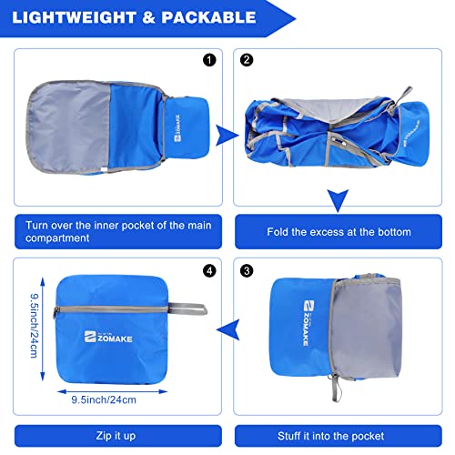ZOMAKE Lightweight Packable Backpack 35L, Foldable Backpacks Water Resistant Collapsible Light Daypack for Hiking(Dark Blue) - color: Dark Blue B, size: 35L