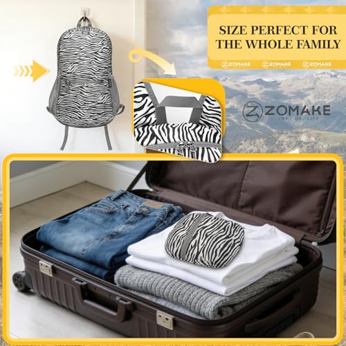 ZOMAKE Lightweight Packable Backpack, Foldable Small Travel Day Pack - color: D-zebra Print