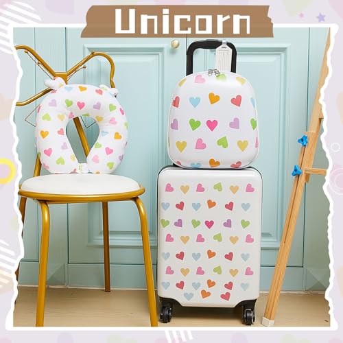 Sanwuta 4 Pcs Kids Luggage Set, White, 17 Inch, Heart - color: White, size: 17 Inch