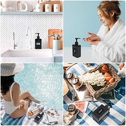 Segbeauty Shampoo Conditioner Dispenser Small, 4 Pack 9.5oz Plastic Square Pump Bottles with Labels, 280ml Refillable Bathroom Soap Dispenser Empty Lotion Liquid Container Travel Cosmetic Bottle Black - color: Black-small, size: 280ml