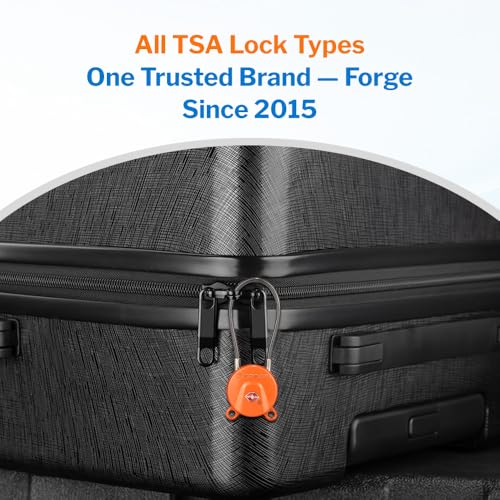 Forge TSA Approved Luggage Locks Ultra-Secure Dimple Key Cable Locks for Travel with Zinc Alloy Body- 2 Orange Locks - size: Orange 2 Locks