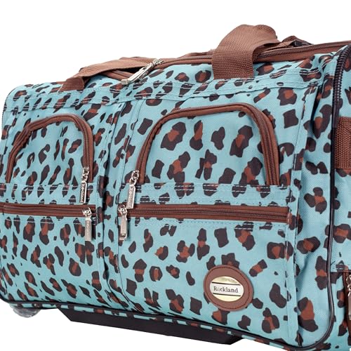 Rockland Rolling Duffel Bag, Black, 22" - color: BLUELEOPARD, size: 22-Inch